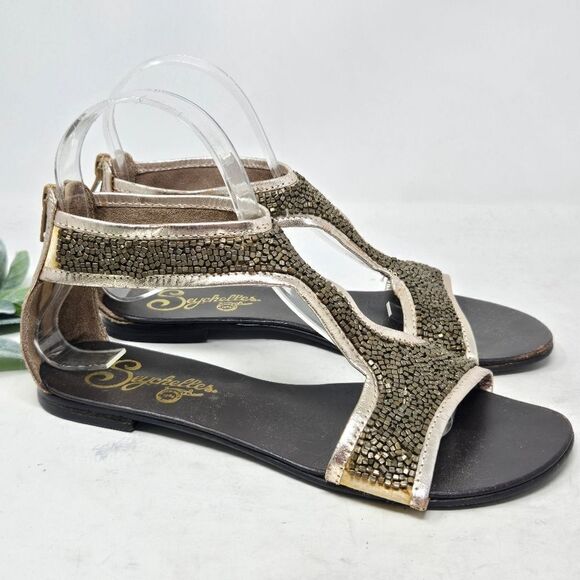 SEYCHELLES Women's Anthology Beaded T Strap Sandals Size 7 - Picture 2 of 11